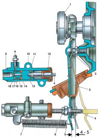 Снятие и установка рабочего и главного цилиндров привода сцепления